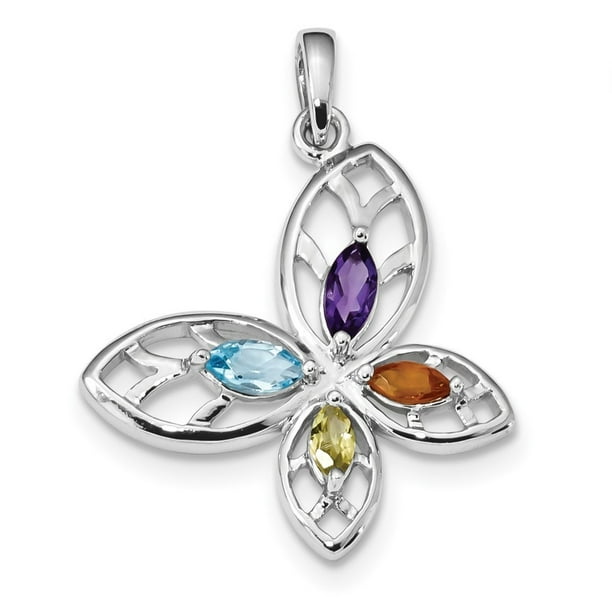 Sterling Silver PE CI AM Swiss BT Butterfly Pendant 27x25mm Sterling Silver PE CI AM Swiss BT Butterfly Pendant 27x25mm